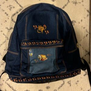 Harry Potter Denim Blue Kids Small Backpack with Embroidered Accents NWOT